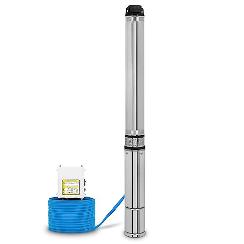 EBERTH 4' Tiefbrunnenpumpe Brunnenpumpe aus rostfreiem Edelstahl, Elektrisch 1100W, Durchmesser Pumpe 4 Zoll (10cm),...