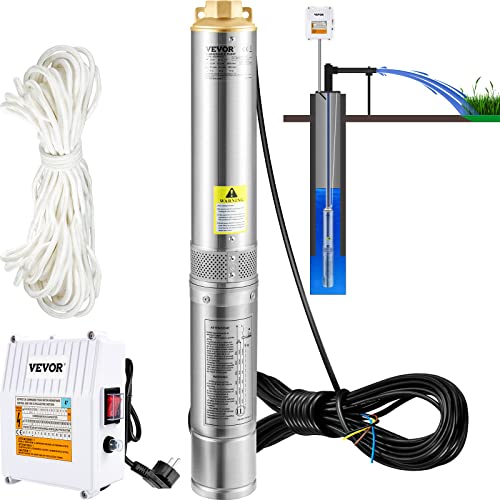 VEVOR 4' Tiefbrunnenpumpe 1100W Brunnenpumpe 190L/min Tauchpumpe max. Förderhöhe 57m Rohrpumpe 230V 50Hz Sandpumpe...