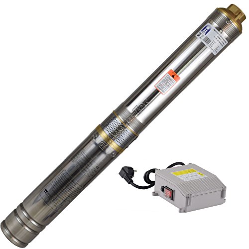 Agora-Tec AT- 4 Zoll Edelstahl-Tiefbrunnenpumpe Brunnenpumpe 750W-4 mit 15 m Kabel max: 6,7 bar, max: 4000l/h